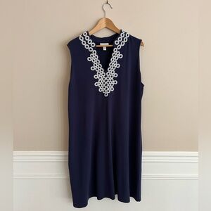 CHARTER CLUB navy sheath dress with white detailing size 2X